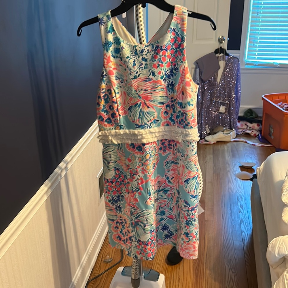 Lilly Pulitzer dress pink and blue coral